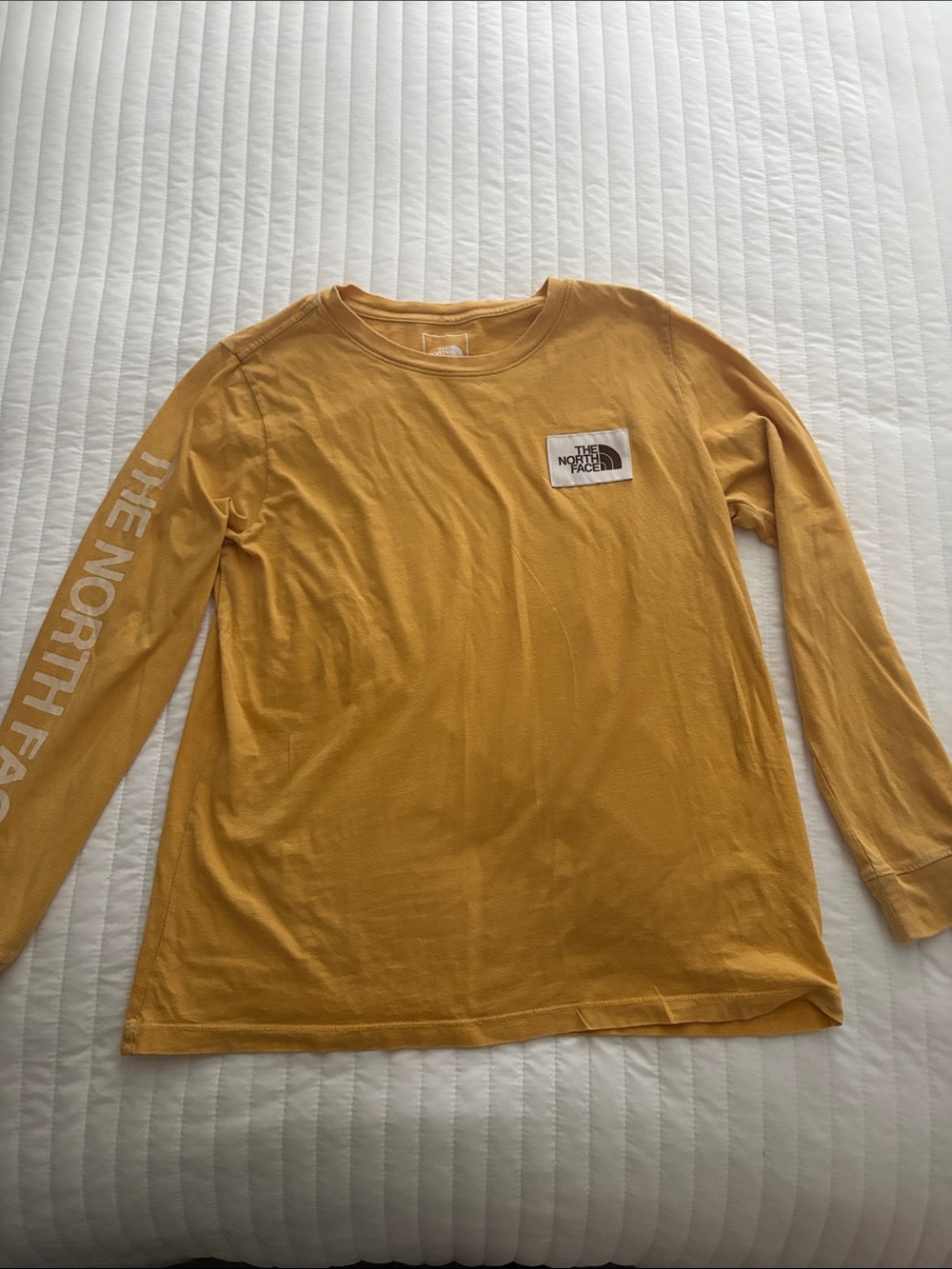 The North Face Mustard Yellow Gold Women's Logo Long Sleeve Tee